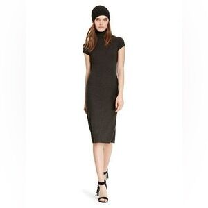 Ralph Lauren dark grey turtleneck wool mix knee length dress